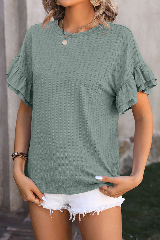 Layered Ruffle Sleeve Textured Blouse | Available in 3 Colors