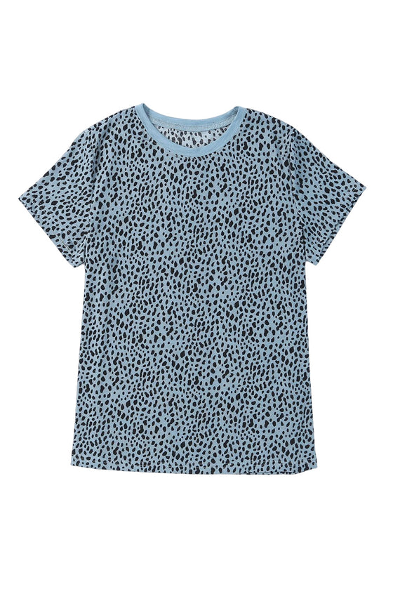 Grey Cheetah Print Casual Crew Neck T Shirt | Available in 4 Colors