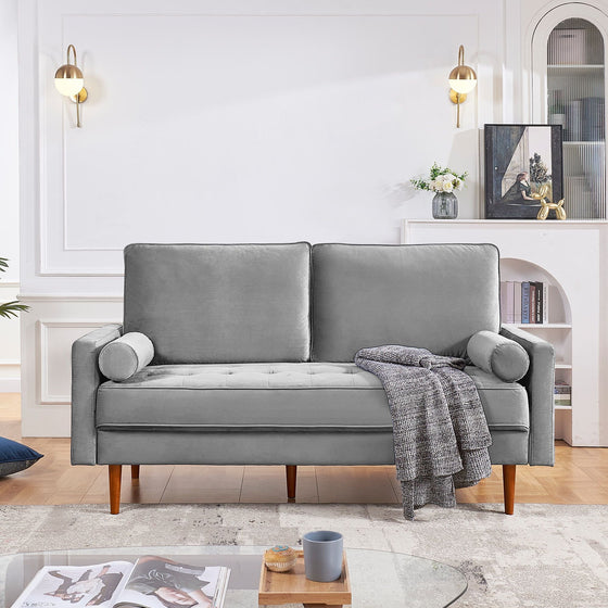 69" Gray Velvet Sofa and Toss Pillows | Available in 2 Colors