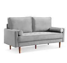  69" Gray Velvet Sofa and Toss Pillows | Available in 2 Colors