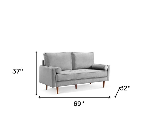 69" Gray Velvet Sofa and Toss Pillows | Available in 2 Colors