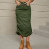 Women's Long Cargo Skirt in Green, Black, or Khaki