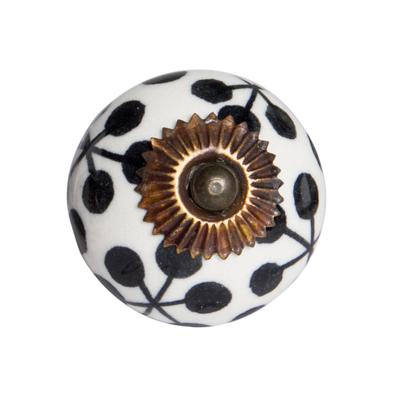 Black and White Floral Cabinet & Drawer Knobs | 8-Piece