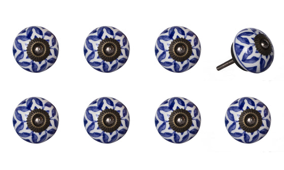 Blue and White Classic Cabinet & Drawer Knobs | 8-Piece