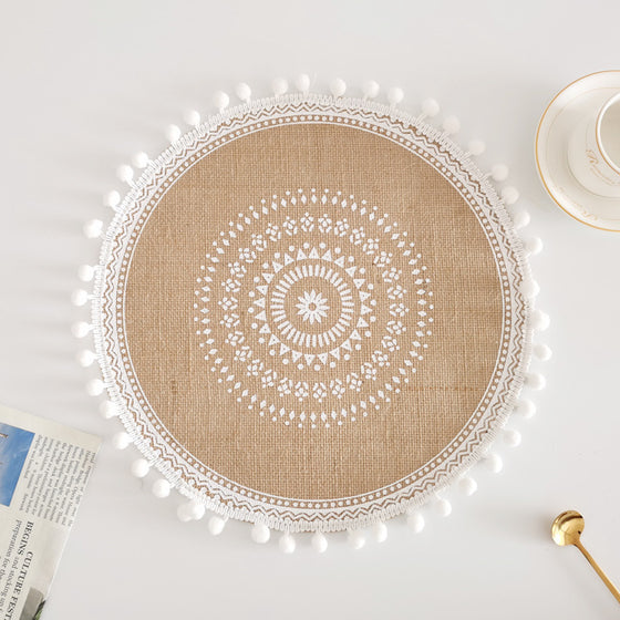 Braided Jute Placemat with Decorative Round Fringe Edge | Available in 10 Styles