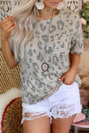 Leopard Drop Shoulder T-Shirt with Patch Pocket