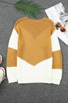 Black & White Colorblock Casual Chevron Pullover Sweater | Available in 2 Colors