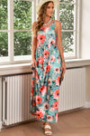 Green Floral Sleeveless Maxi Dress