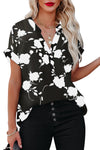 Floral Printed V Neck Short Sleeve Blouse | Available in 3 Colors