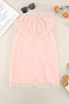 Apricot Frill Detail Tulle Casual Sleeveless Shirt