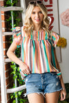 Striped Keyhole Sleeve Blouse | Available in 2 Patterns