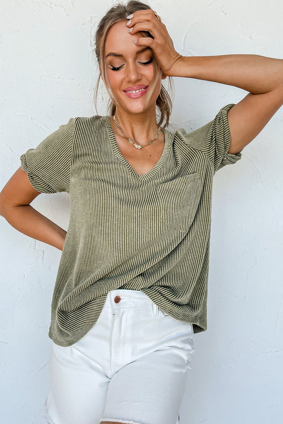 Olive Green Corded T-Shirt