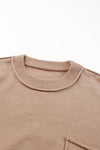 Apricot Raw Edge Pocket Exposed Seam Knitted Sweater