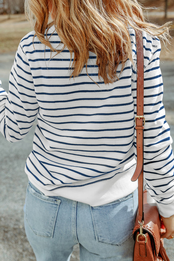 Striped Print Casual Long Sleeve Pullover Top | Available in 2 Colors