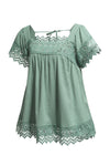 Green Lace Trim Top | Available in 2 Colors