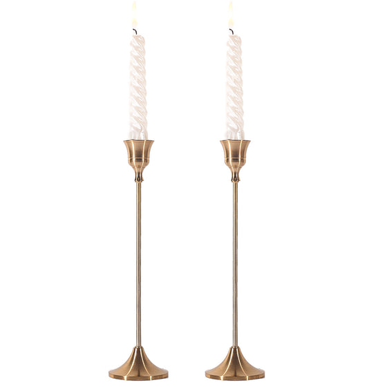 Retro Candlestick Holders Set in Brass Finish