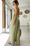 Green Asymmetric Wide Leg Jumpsuit