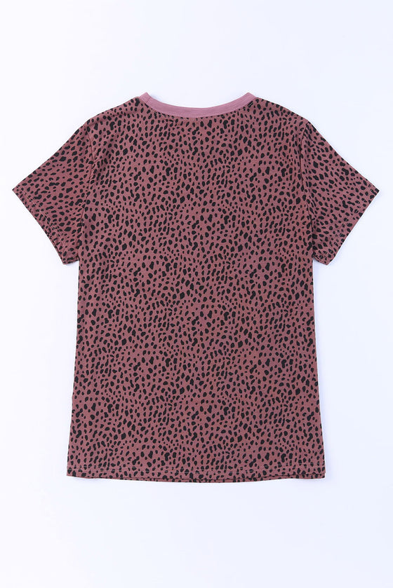 Grey Cheetah Print Casual Crew Neck T Shirt | Available in 4 Colors