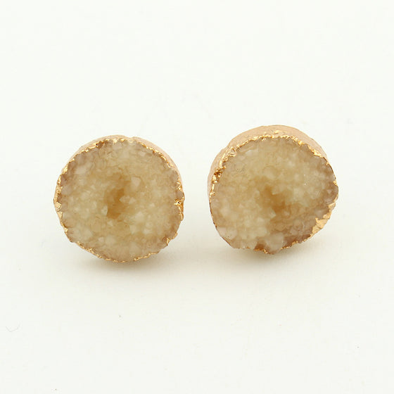 Geode and Gold Stud Earrings