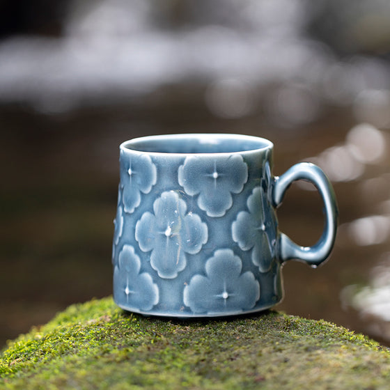 Handmade Coffee Mug with Quilted Inlay Pattern