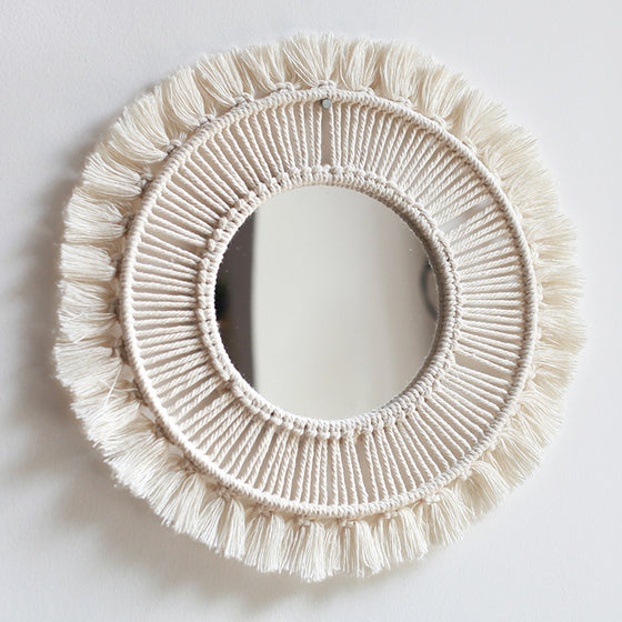 Macrame Decorated Wall Mirror