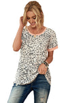 Cheetah Print with Jewel Neckline T-Shirt