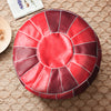 Hand-stitched Faux Leather Moroccan Pouf