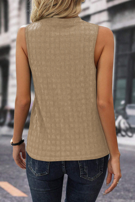 Sea Green Textured Split V Neck Sleeveless Shirt | Available in 3 Colors