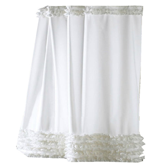 Vintage Style Ruffled Shower Curtain in White