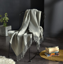  Fringed Knitted Throw Blanket