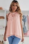 Apricot Frill Detail Tulle Casual Sleeveless Shirt