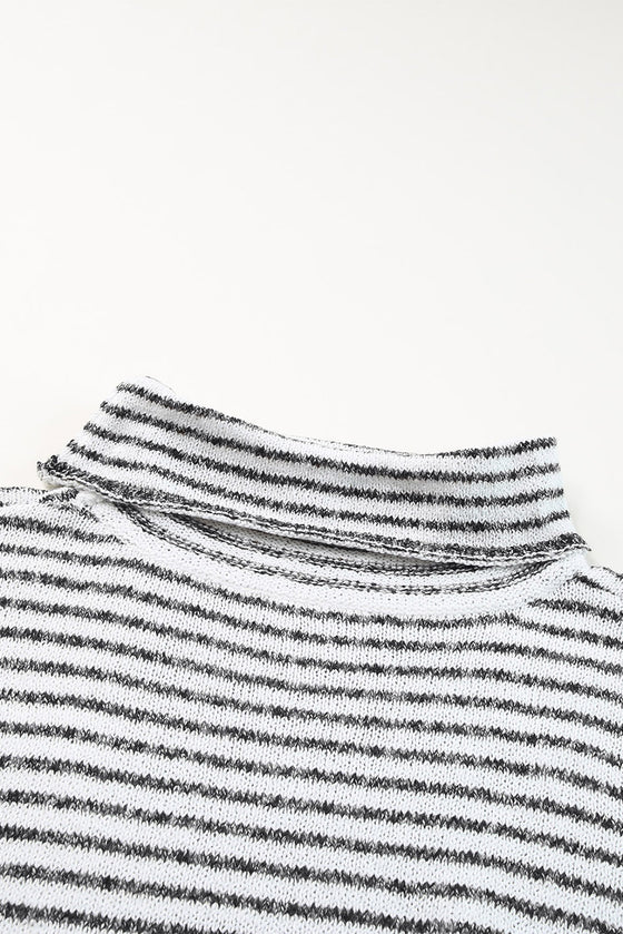 Gray Striped Turtleneck Oversized Sweater | Available in 4 Colors