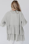 Green Ruffled Trim Short Sleeve Open Front Kimono | Available in Other Colors