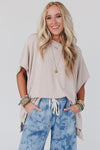 Light Pink Batwing Sleeve Oversized T Shirt