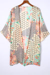 Multicolor Boho Floral Open Front Half Sleeve Kimono