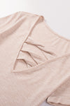 Blush Pink Ribbed Cut Out V Neck T Shirt | Available in Black