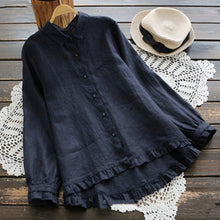  Vitage Style Ruffled Cotton and Linen Shirt