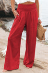 Khaki Smocked High Waist Wide Leg Pants | Available in 7 Colors