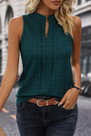 Sea Green Textured Split V Neck Sleeveless Shirt | Available in 3 Colors