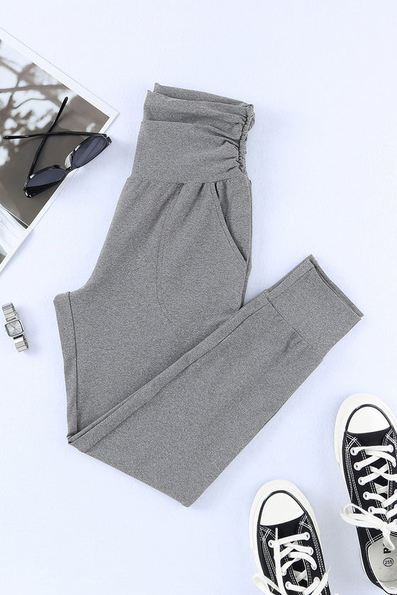 Green High Waist Pleated Casual Pocket Leggings | Available in 3 Colors