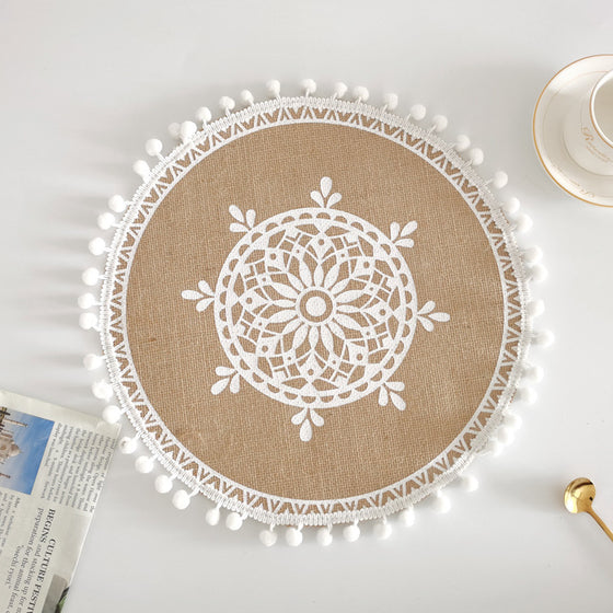 Braided Jute Placemat with Decorative Round Fringe Edge | Available in 10 Styles