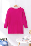 Rose Red Textured Sleeve Split Top