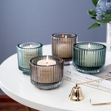  Ribbed Glass Candle Holder