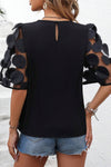 Black Applique Mesh Splicing Sleeve Blouse | Available in 2 Colors