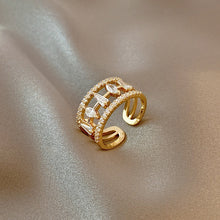  Adjustable Zircon Ring in Gold Finish