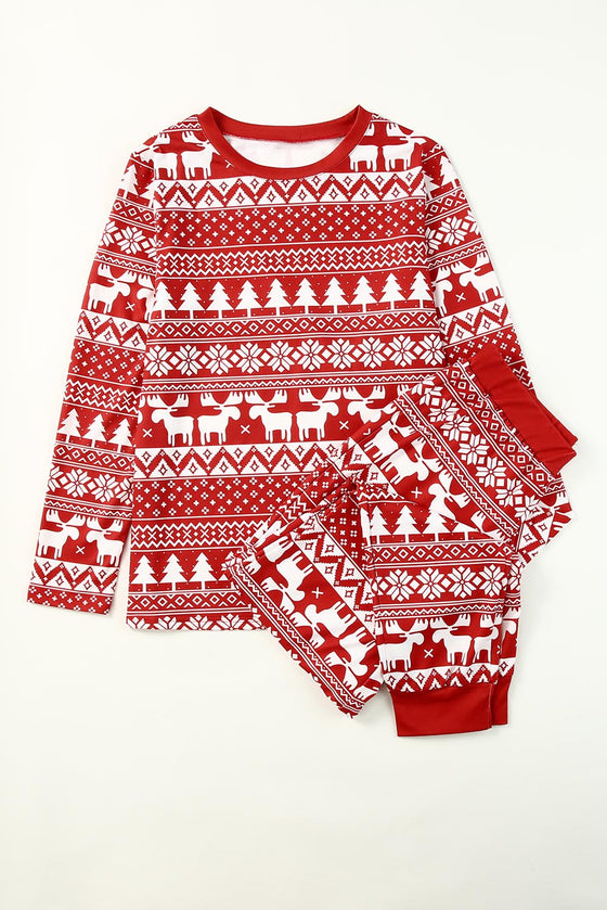 Red Christmas Tree Reindeer Pullover & Pants Loungewear Set