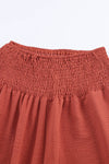 Red Smocked Pockets High Waisted Beach Pants