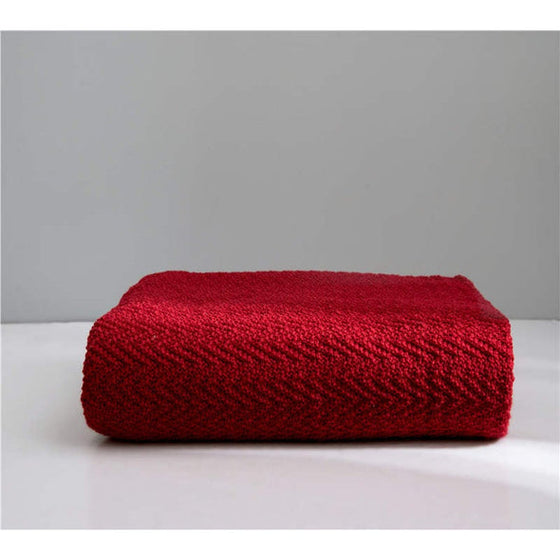 Red Cozy Knitted Throw Blanket 130cm X160cm