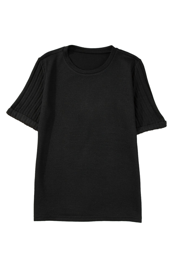 Black Ribbed T-shirt | Available in 3 Colors