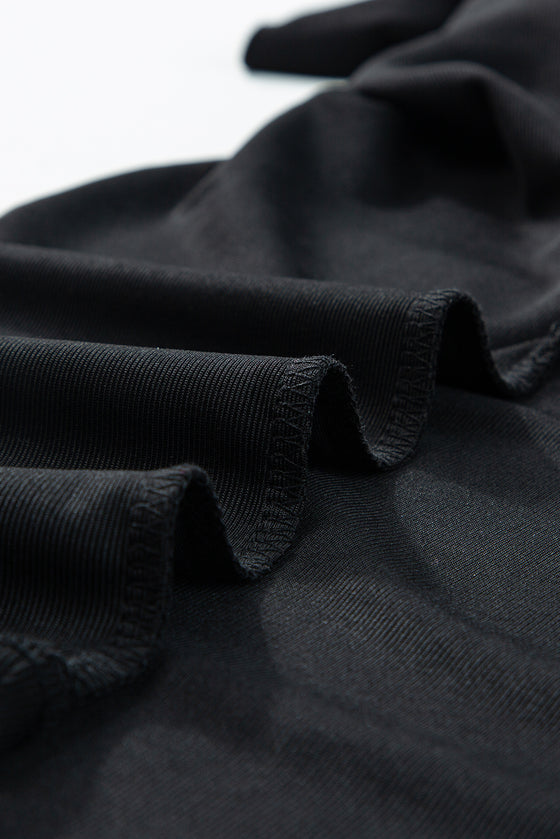 Black Solid Color Cowl Neck Tee